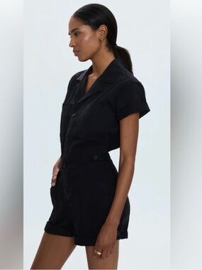 PISTOLA Parker Short Sleeve Utility Romper NWT Society Black Size M